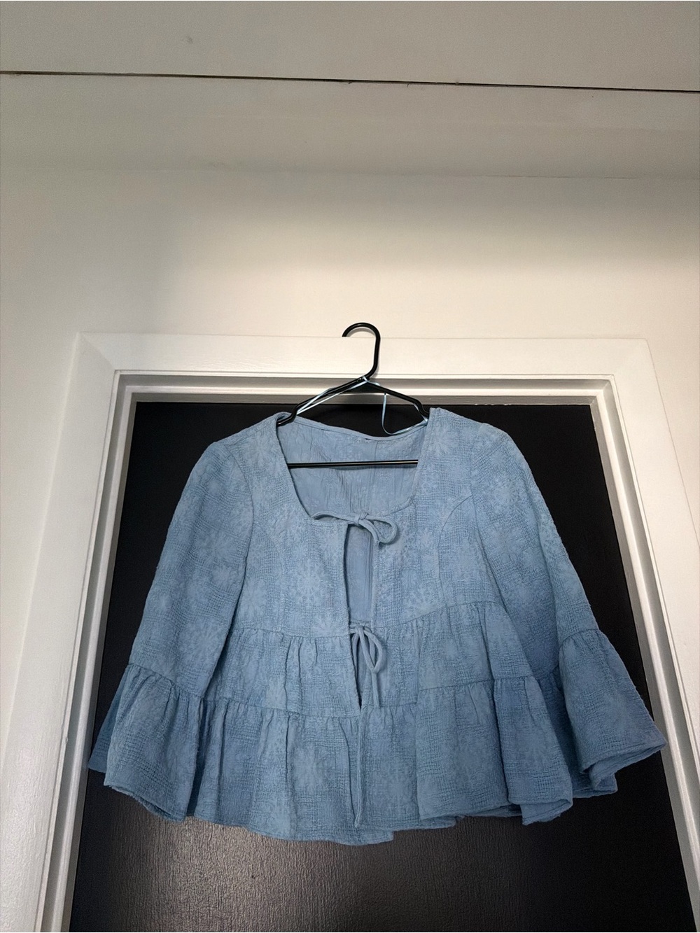 Zara Light Blue Tiered Tie-Front Tunic